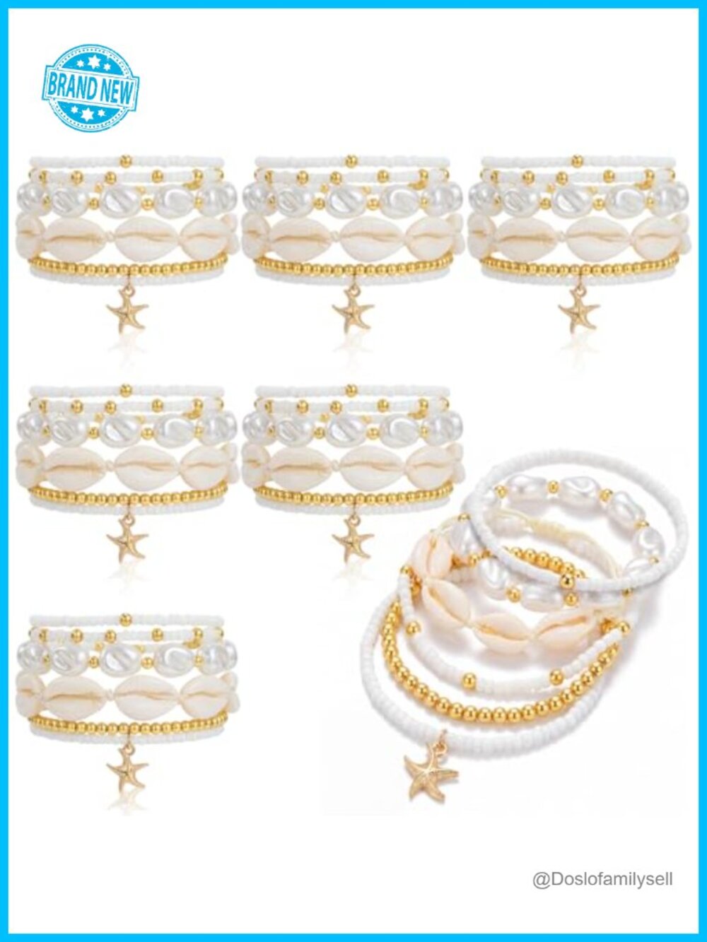 36 Pcs Boho Shell Seashell Bracelets Stackable Stretch Beach Jewelry Set